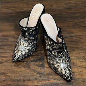RAYE Black and Gold Elegant Heels